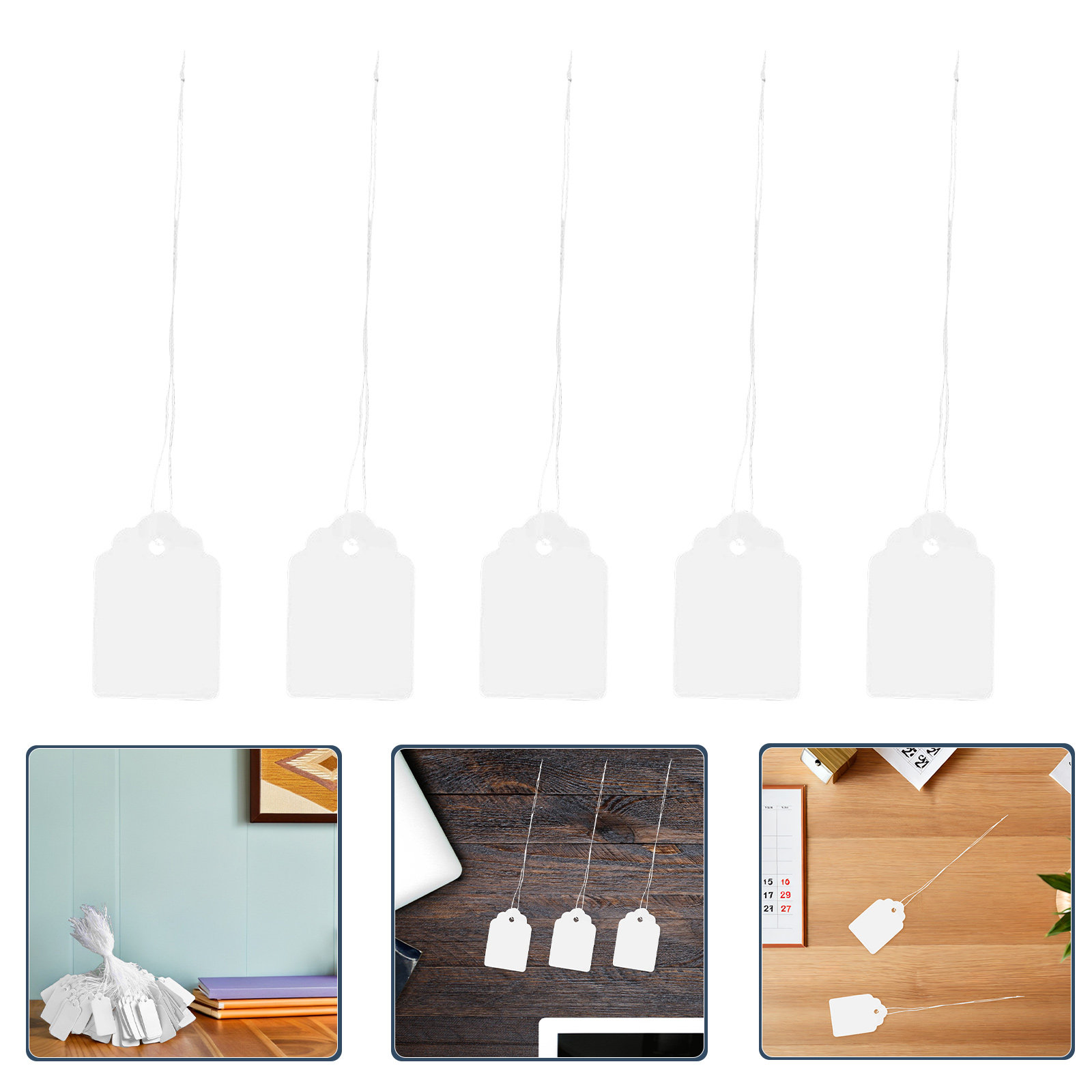 Stationery Warehouse - 1000Pcs Rectangular String Display Tags White
