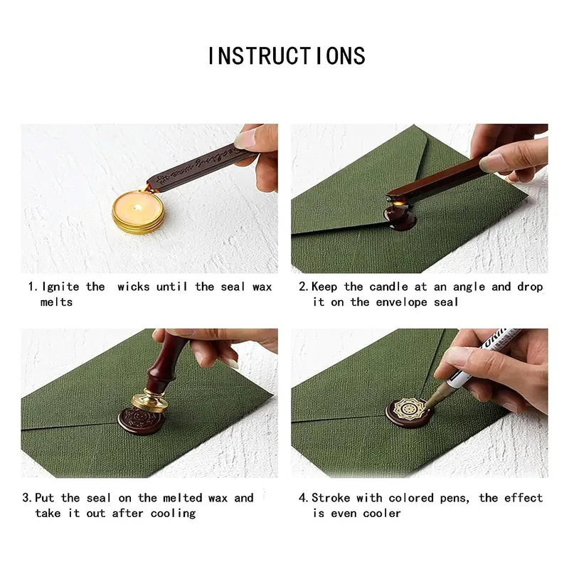 12pcs/bag Metallic Mixed Color - огляд і ціна Wax Seal Stamp Kit