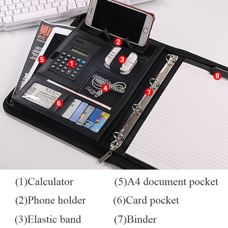 1Pc A4 PU Leather Zipper File  - огляд і ціна Portfolio Folder Zip